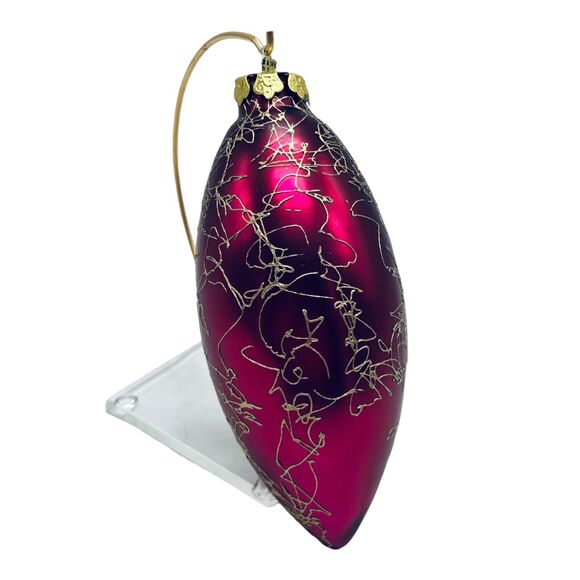 MCM Teardrop Ornament Spaghetti String Swirl Mercury Glass Purple Red Gold 7” - Picture 4 of 8